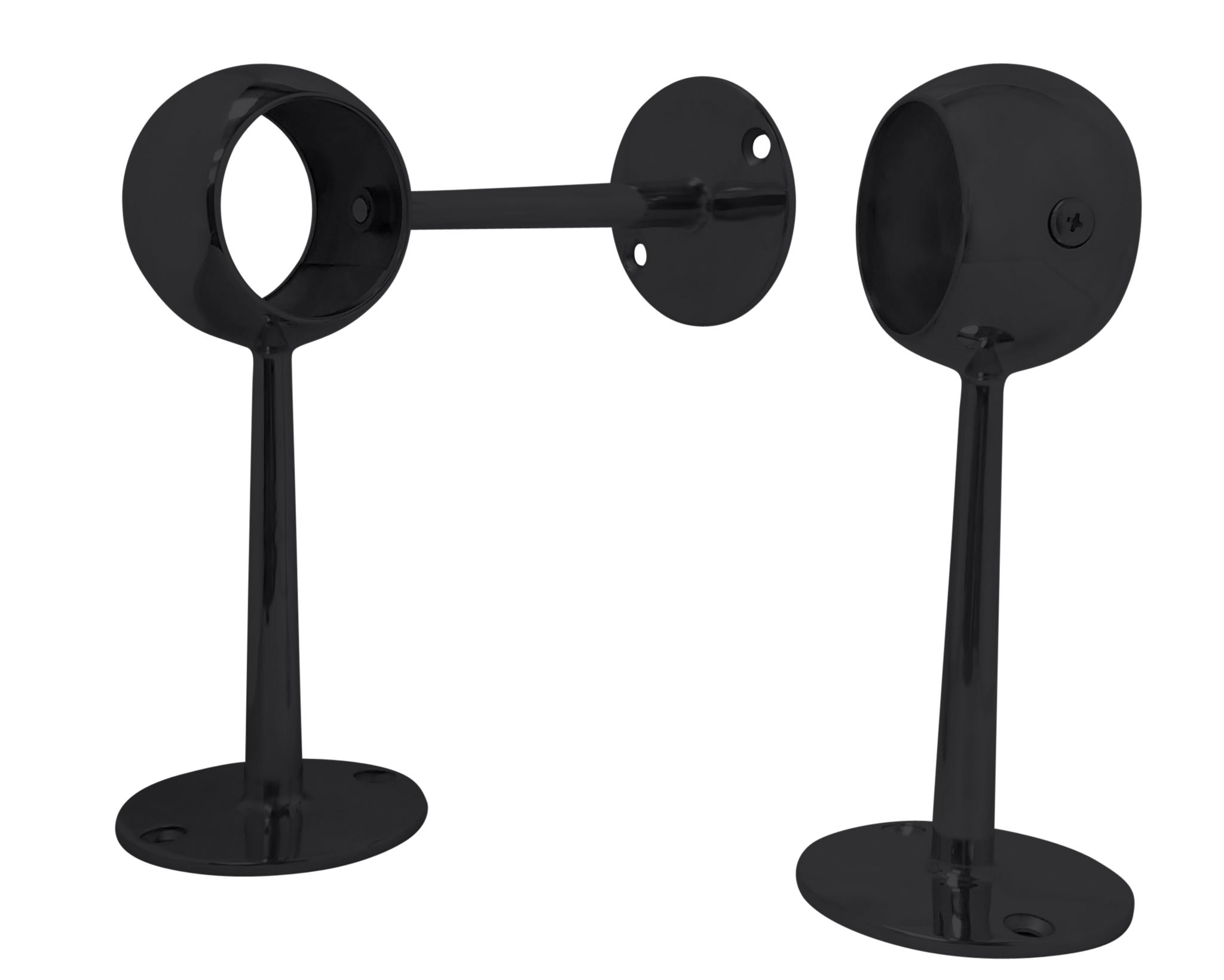 Tall Ball Center Post with Optional Wall Support for 2" OD Tubing - All finishes except brass