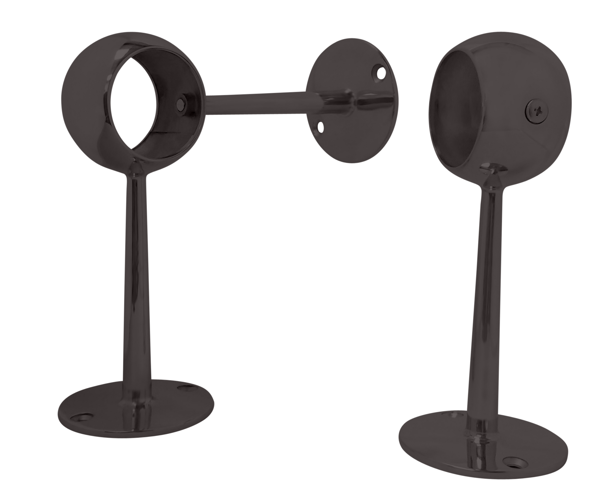 Tall Ball Center Post with Optional Wall Support for 2" OD Tubing - All finishes except brass