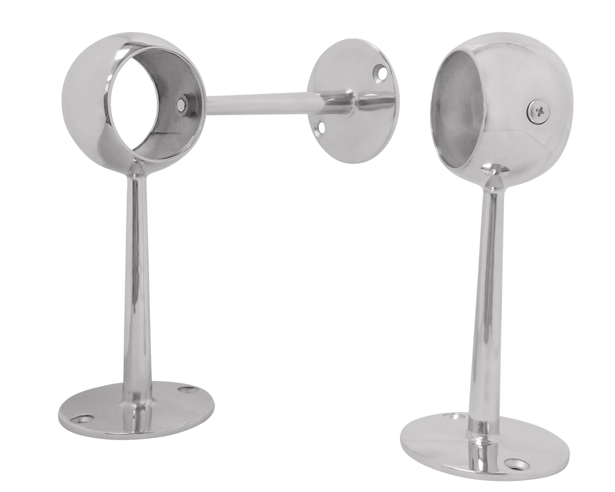 Tall Ball Center Post with Optional Wall Support for 2" OD Tubing - All finishes except brass