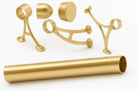 Commercial Grade Foot Rail Kit - 2.0" OD Satin Brass