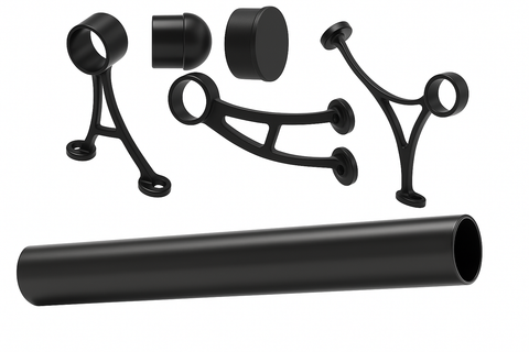 Kit de rieles para los pies - 1.5" OD negro mate