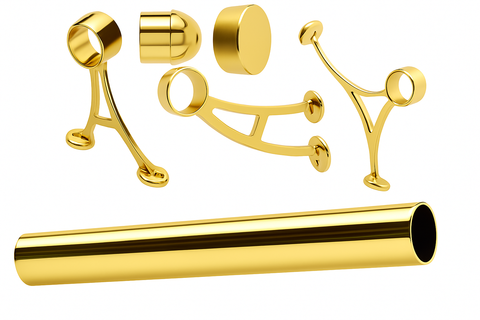 Commercial Grade Foot Rail Kit  - 2.0" OD Polished Brass