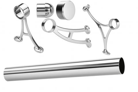Commercial Grade Foot Rail Kit - 2.0" OD Polished Stainless Steel