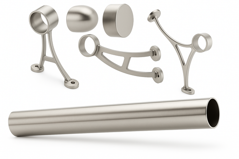Commercial Grade Foot Rail Kit  - 2.0" OD Satin Stainless Steel