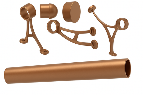 Special Order Foot Rail Kit  - 2.0" OD Satin Copper Powder Coat - Fabrication time: Approx. 12-15 business days