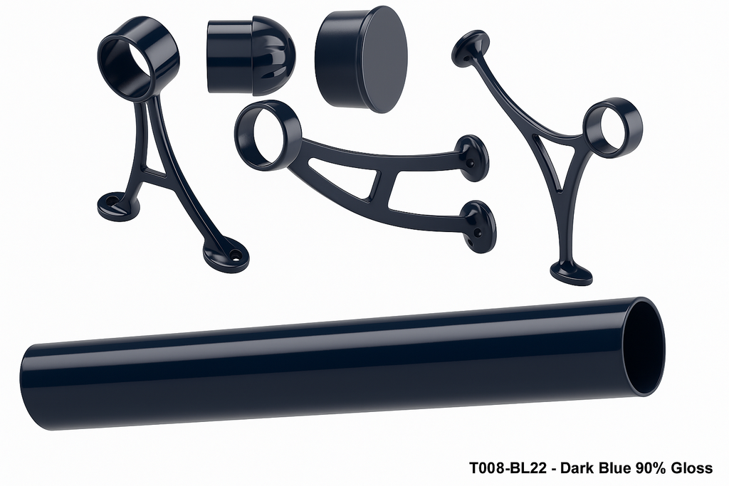Blue. Shop Rails Commercial Grade Foot Rail Kit - Dark Blue 80° Gloss