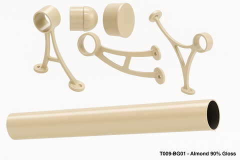 Commercial Grade Foot Rail Kit  -  Almond 90° Gloss