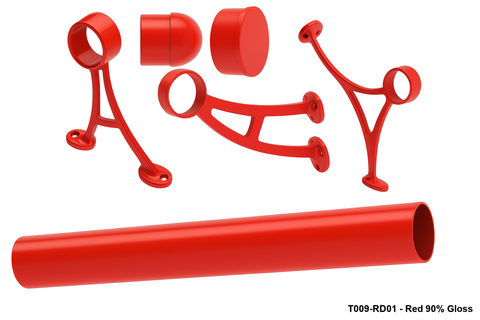 Commercial Grade Foot Rail Kit  -  Red 90° Gloss