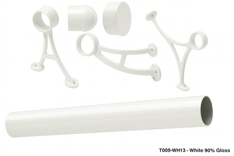 Commercial Grade Foot Rail Kit  -  White 90° Gloss