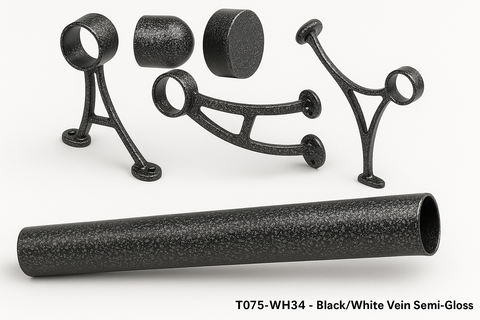 Commercial Grade Foot Rail Kit  -  Black-White Vein Semi-Gloss