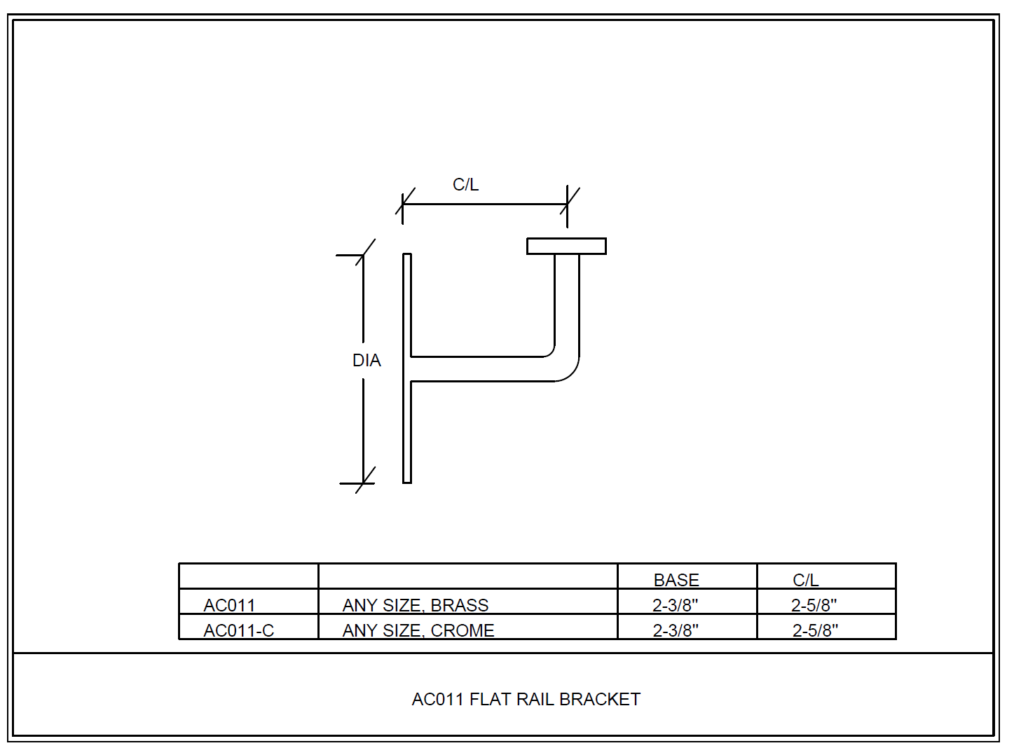 Flat handrail bracket for square or rectangular handrail tubing - All finishes
