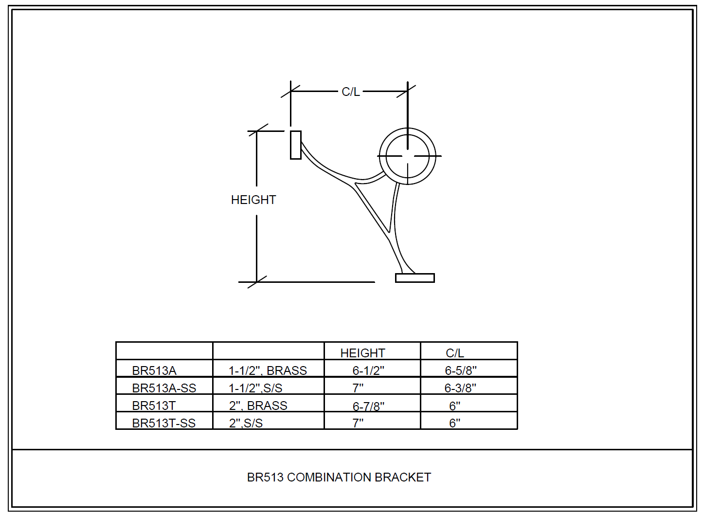 Foot Rail Combination Bracket 1.5" - All finishes