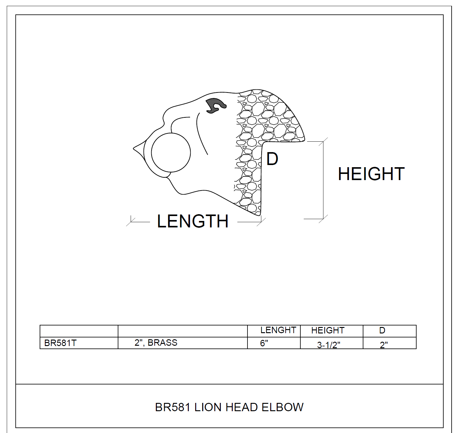 Lion Head Arm Rail Bracket 2.0" - All finishes