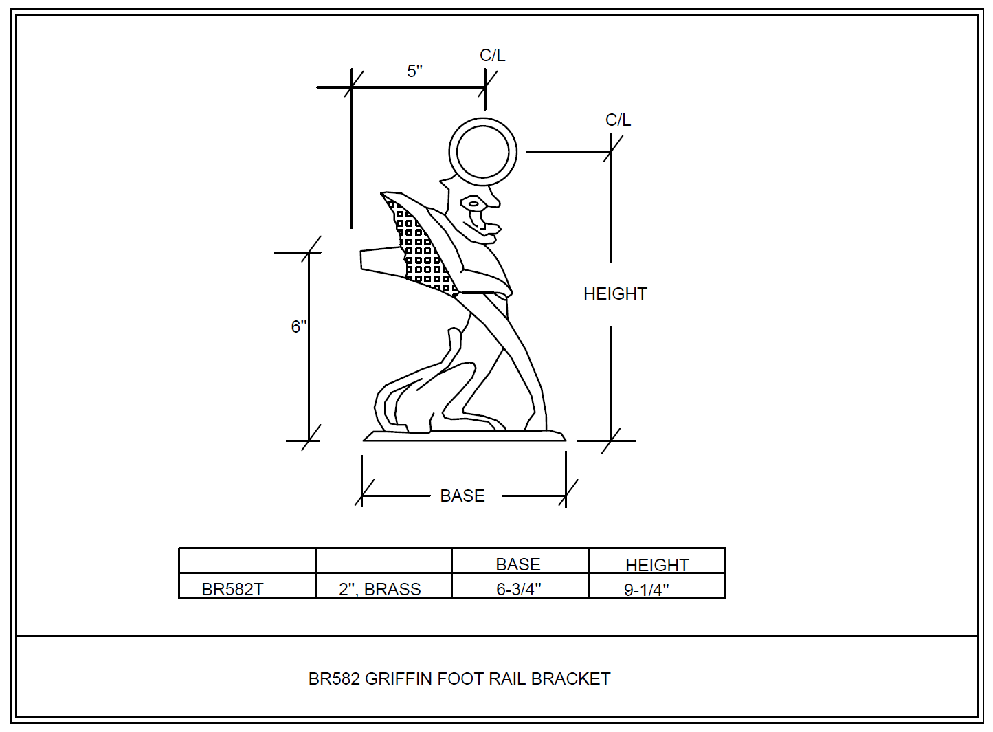 Foot Rail Griffin Bracket (2"OD) - All finishes