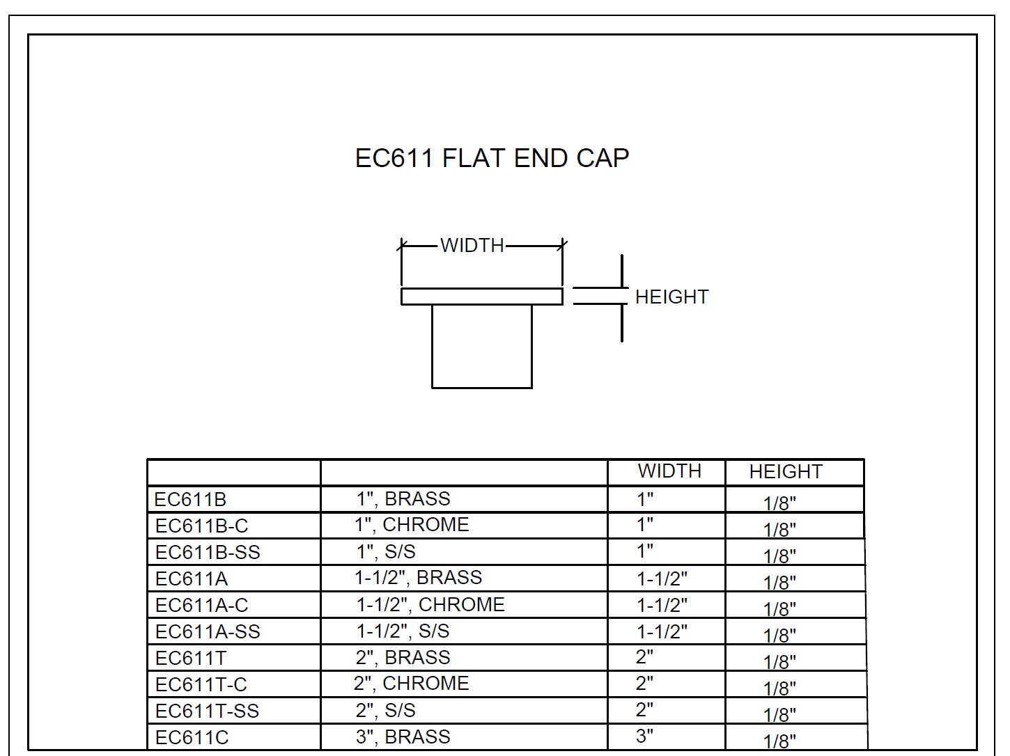 Flush Flat End Cap 1" - All finishes