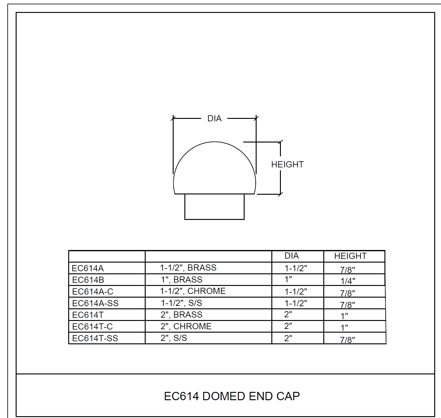 Domed End Cap 2.0" - All finishes