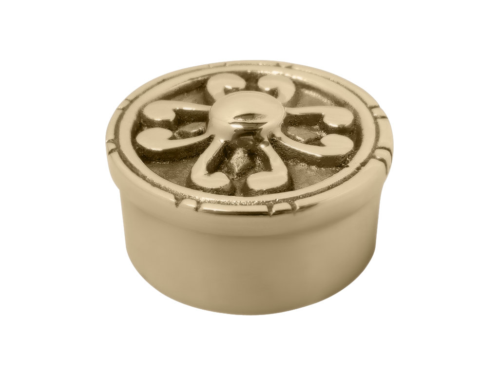 Fancy Flat/Carved End Cap 2" - All finishes Satin Brass