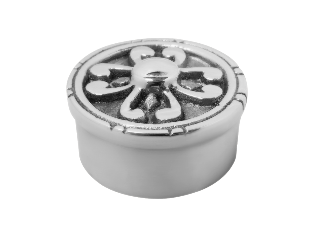 Fancy Flat/Carved End Cap 2" - All finishes Satin Chrome