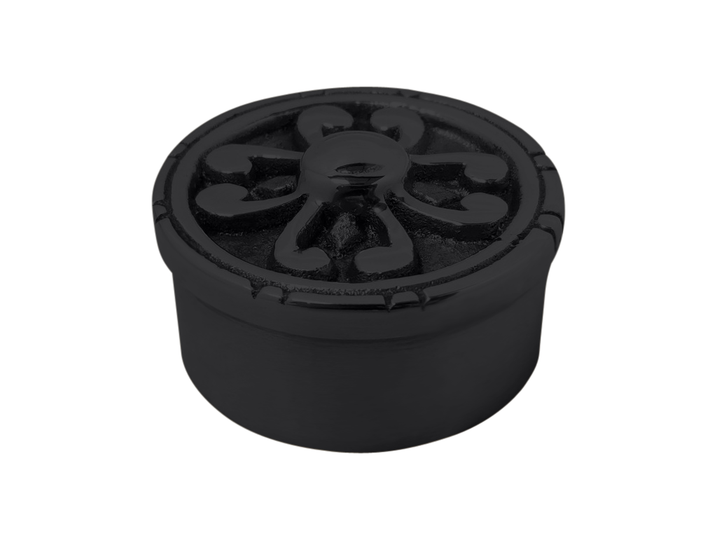 Fancy Flat/Carved End Cap 2" - All finishes Matte Black