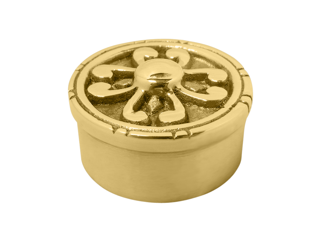 Fancy Flat/Carved End Cap 2" - All finishes Polished Brass