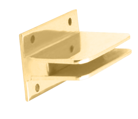 Flat Glass Clips (1/4" glass) - All finishes Polished Brass