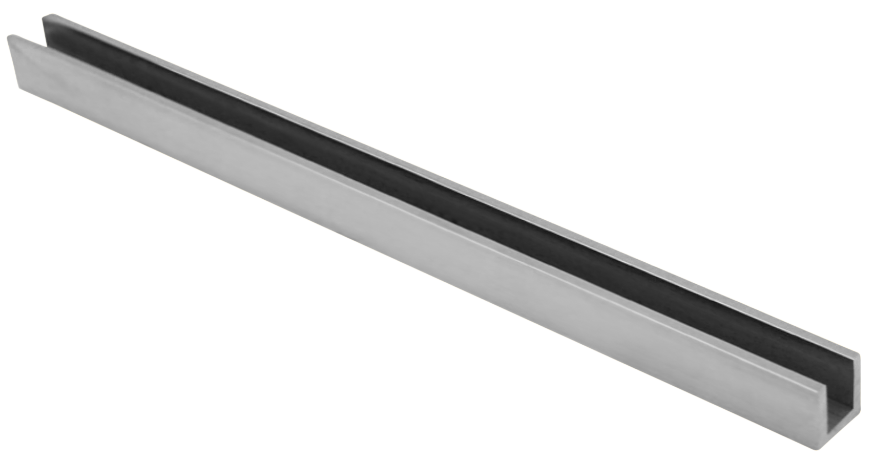 Flat and Radius Back U-Channels for 1/4" or 3/8" Glass - All finishes Polished Stainless Steel Radius Back 3/8"