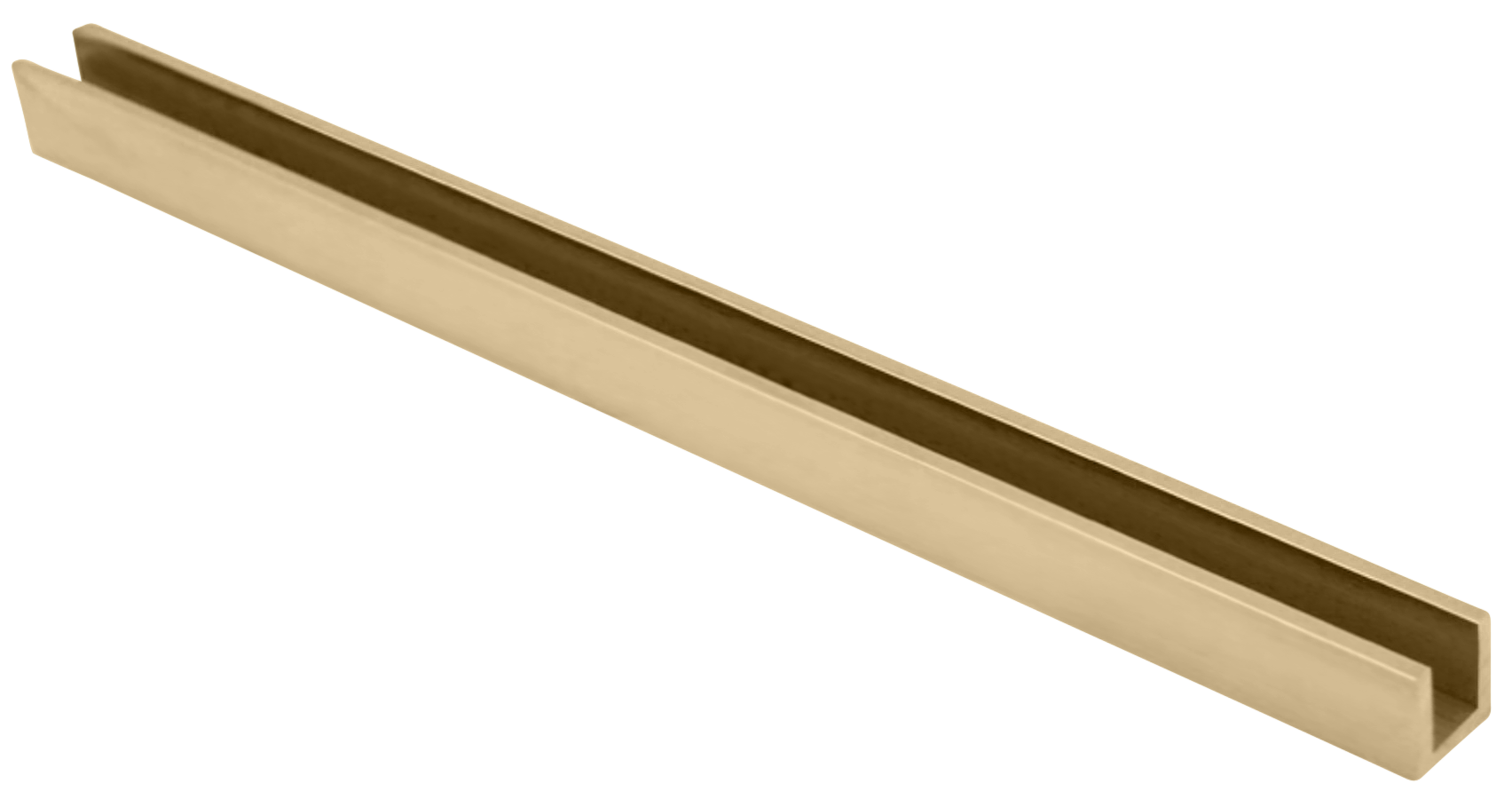 Flat and Radius Back U-Channels for 1/4" or 3/8" Glass - All finishes Satin Brass Flat Back