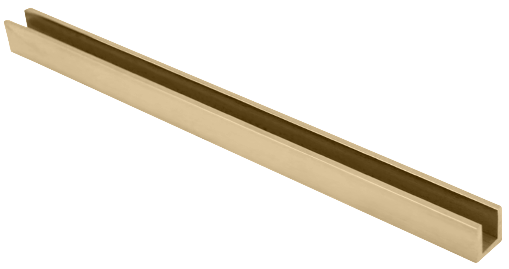 Flat back u-channel with 1/2" opening - 95" long - All finishes Satin Brass