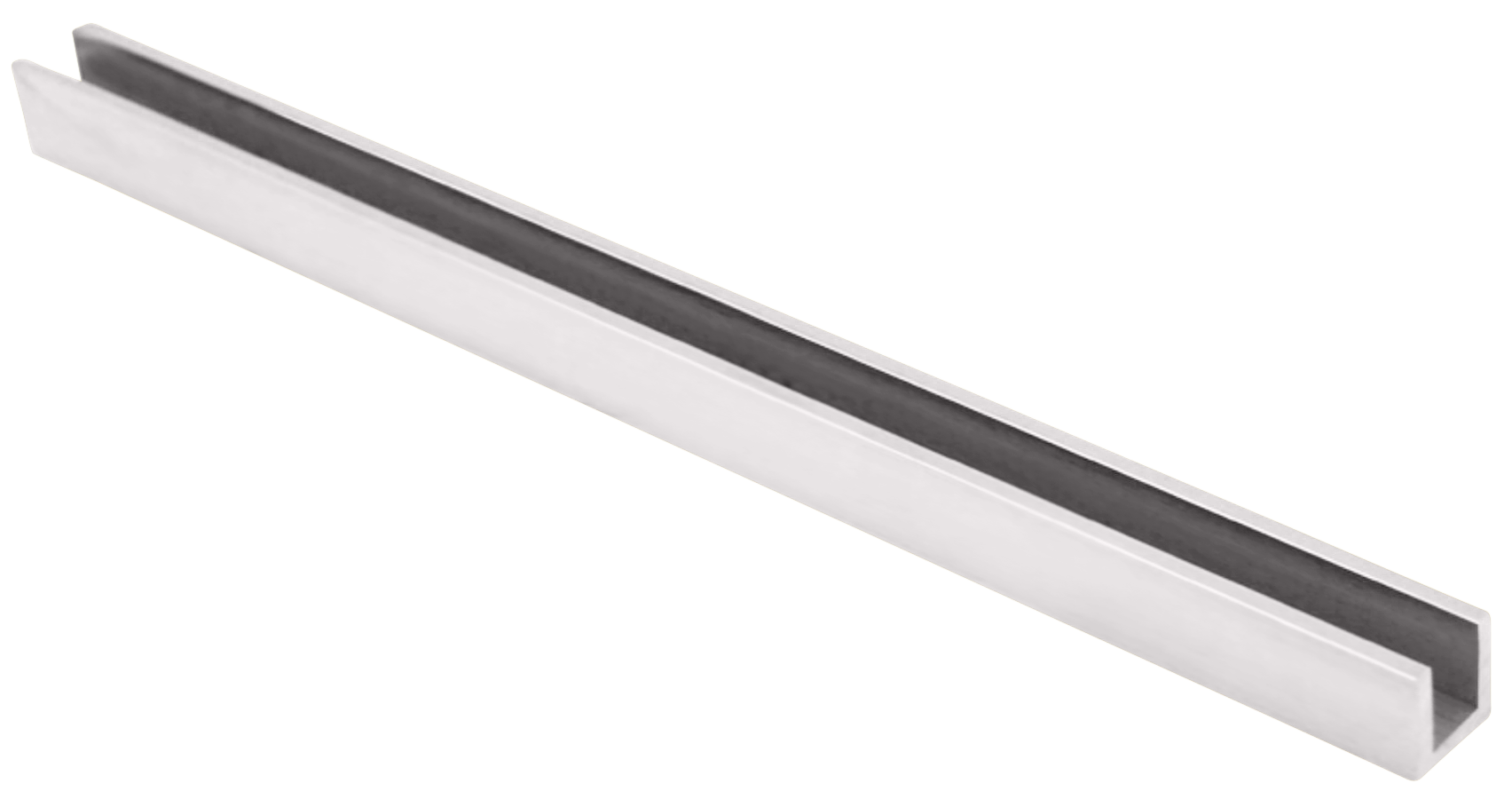 Flat and Radius Back U-Channels for 1/4" or 3/8" Glass - All finishes Brushed Stainless Steel Flat Back