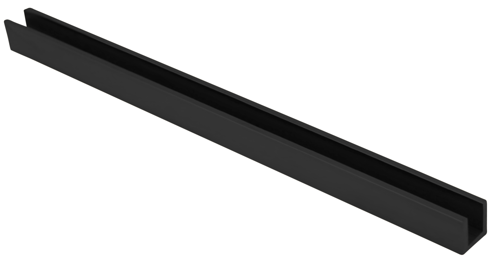 Flat back u-channel with 1/2" opening - 95" long - All finishes Matte Black