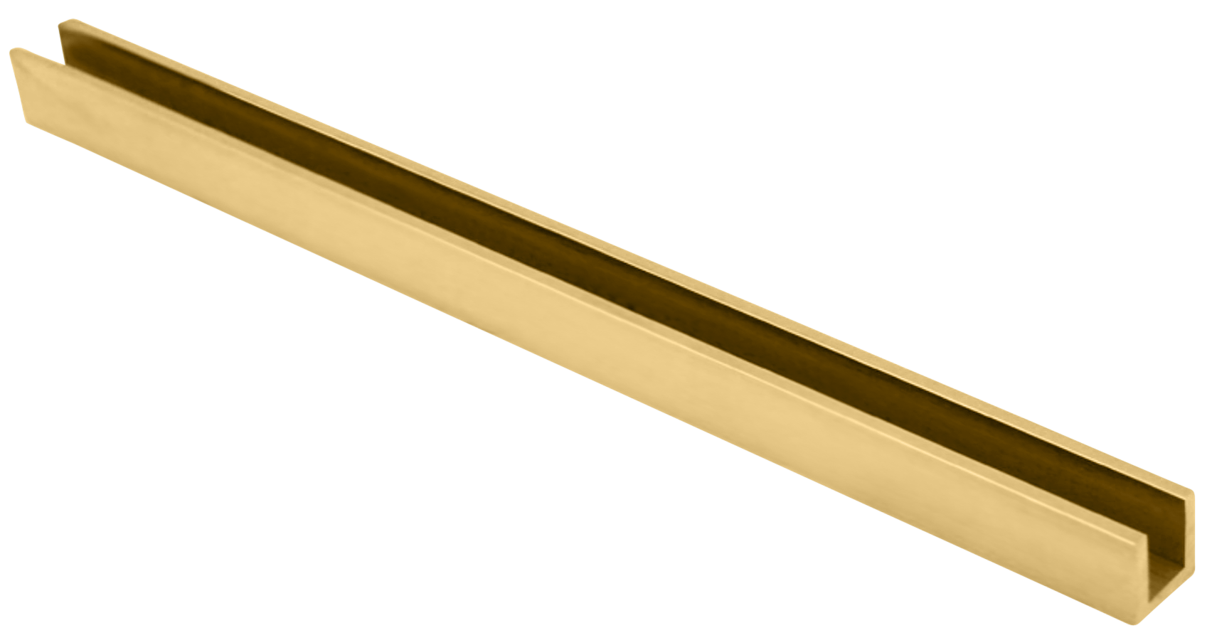 Flat and Radius Back U-Channels for 1/4" or 3/8" Glass - All finishes Polished Brass Flat Back 1/4"