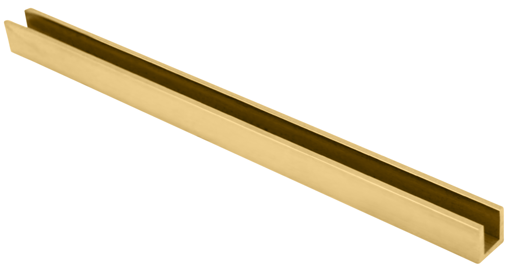 Flat and Radius Back U-Channels for 1/4" or 3/8" Glass - All finishes Polished Brass Flat Back
