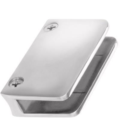 Radius Back Glass Clip for 1/4"-3/8" Glass - Any Diameter Tubing - All finishes Polished Stainless
