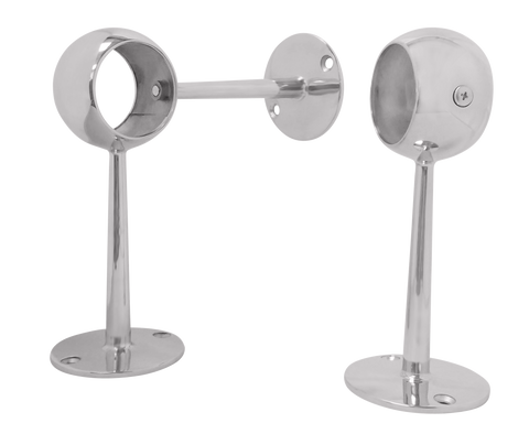 Poste central de bola alto con soporte de pared opcional para tubería de 2" de diámetro exterior - Todos los acabados excepto latón